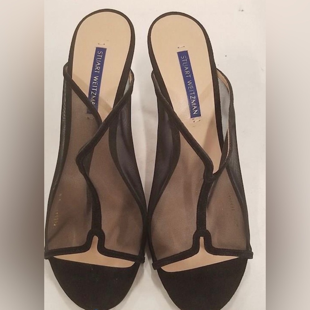Stuart Weitzman Women’s Mya Black Mesh Stiletto Mule Size 8